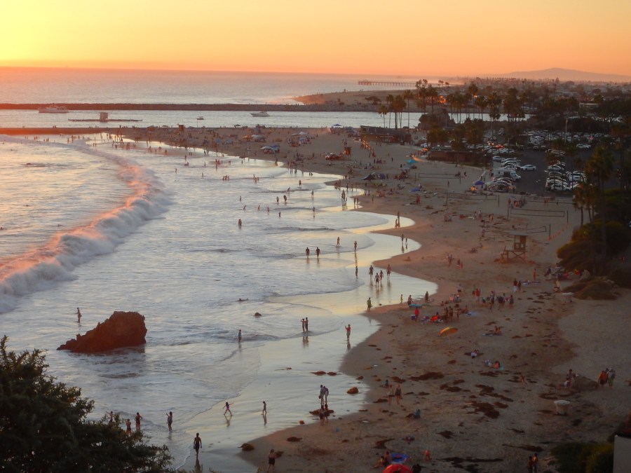 The heatwave brings out sunset swimmers!