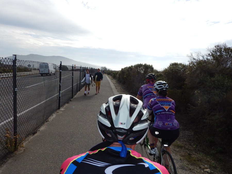 sharing the path with surfers!