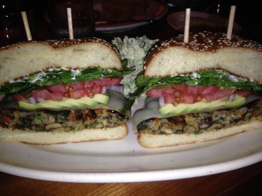 Fantastic veggie burger at the South Beverly Grill