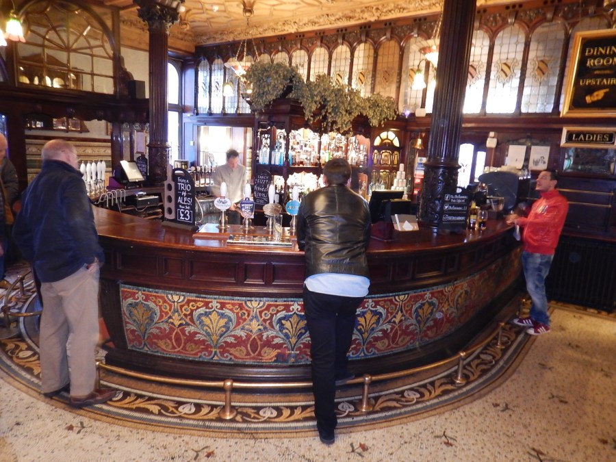 tile around the bar and the floors