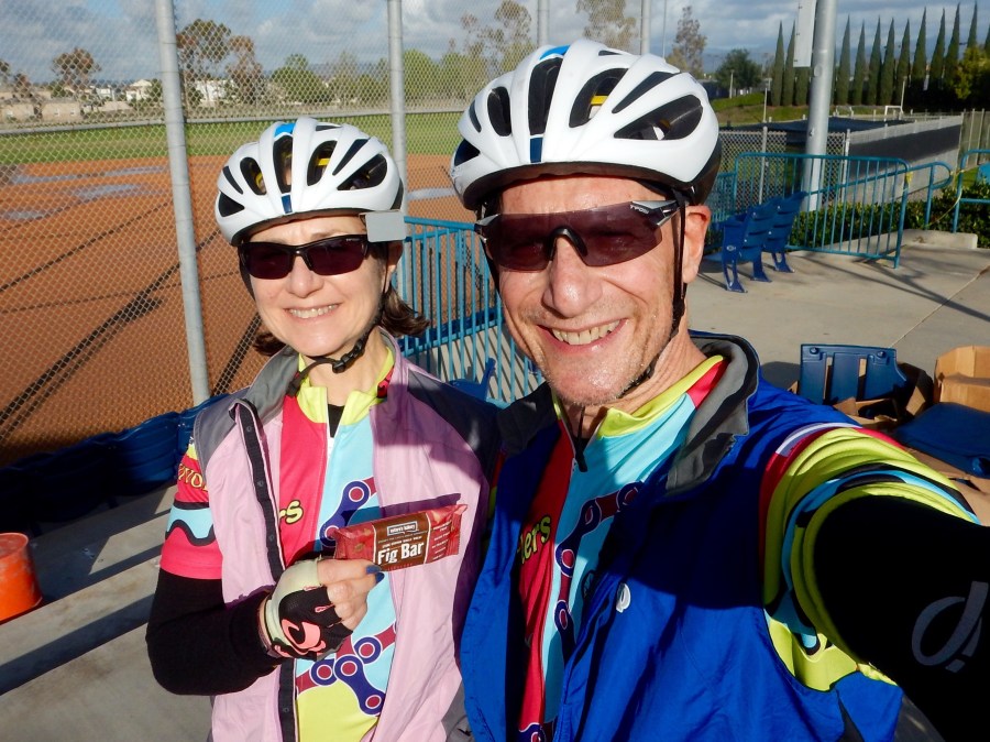 at our favorite rest stop along the San Diego Creek Trail