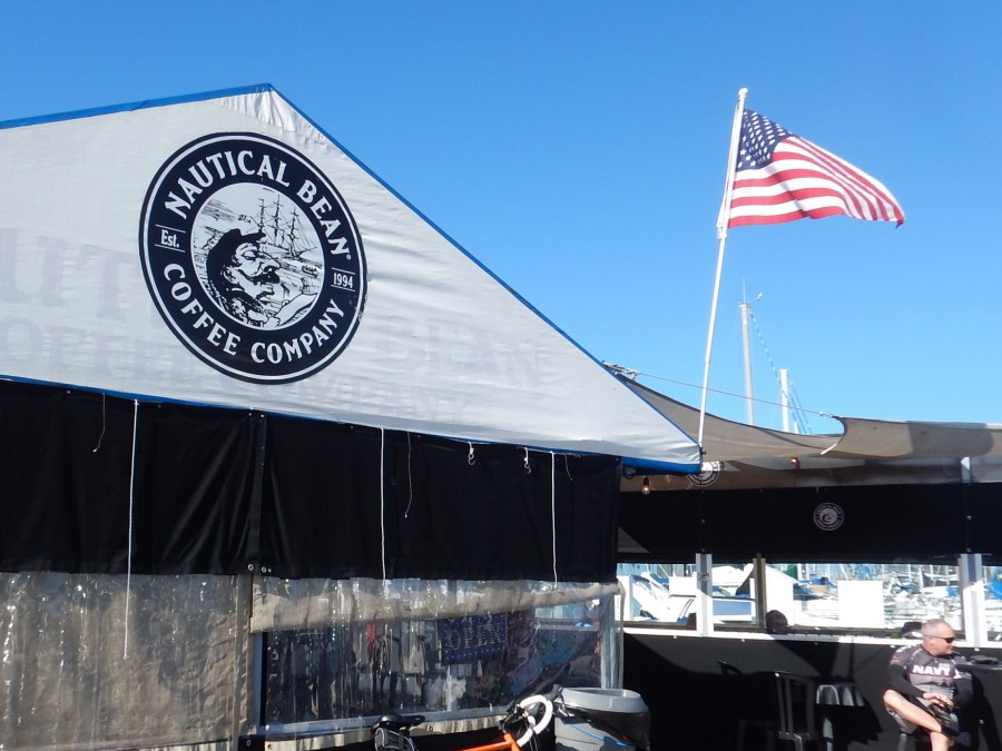 rest stop at the Nautical Bean in Oceanside